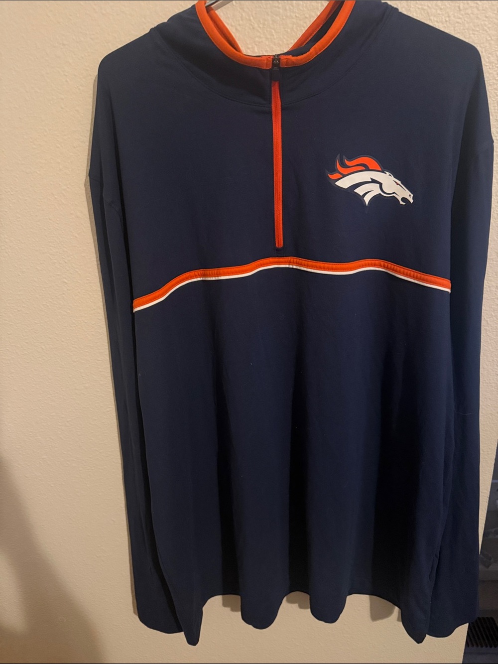 Men's Navy and Orange Half-Zip Pullover Sweater